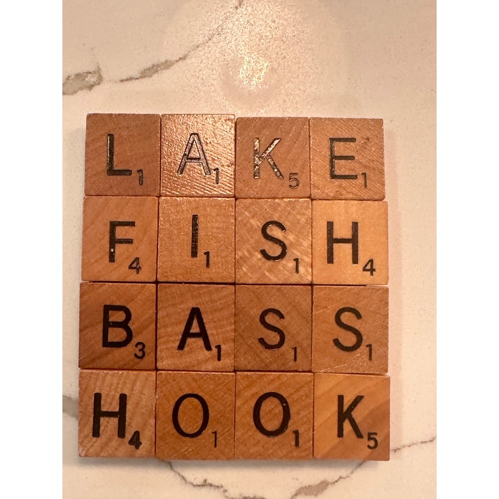 Handmade Scrabble Tile Coasters Set‎ of 4 Wooden Letter Drink Coasters Cork Back - Picture 4 of 6